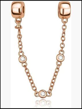 Sterling Silver Charm Bead Clasp Love Safety Chain - Fit European Style Bracelet